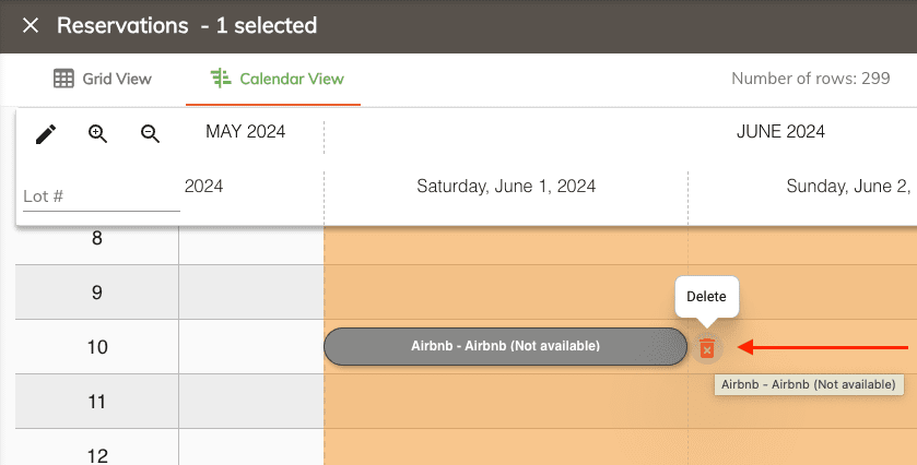 Deleting ota calendar items