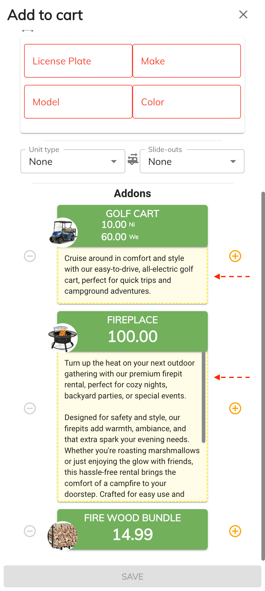 online product description