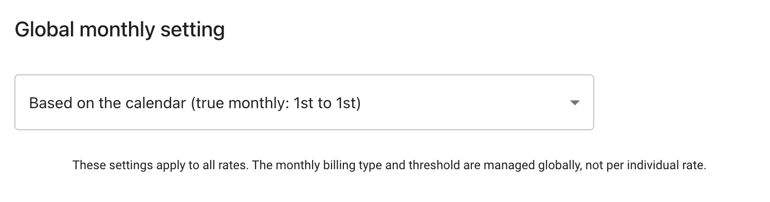global monthly settings UI