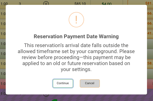 payment warning on past future reservations