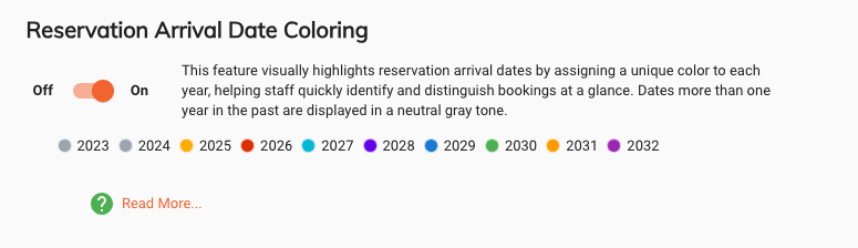 res arrival date coloring feture reservations