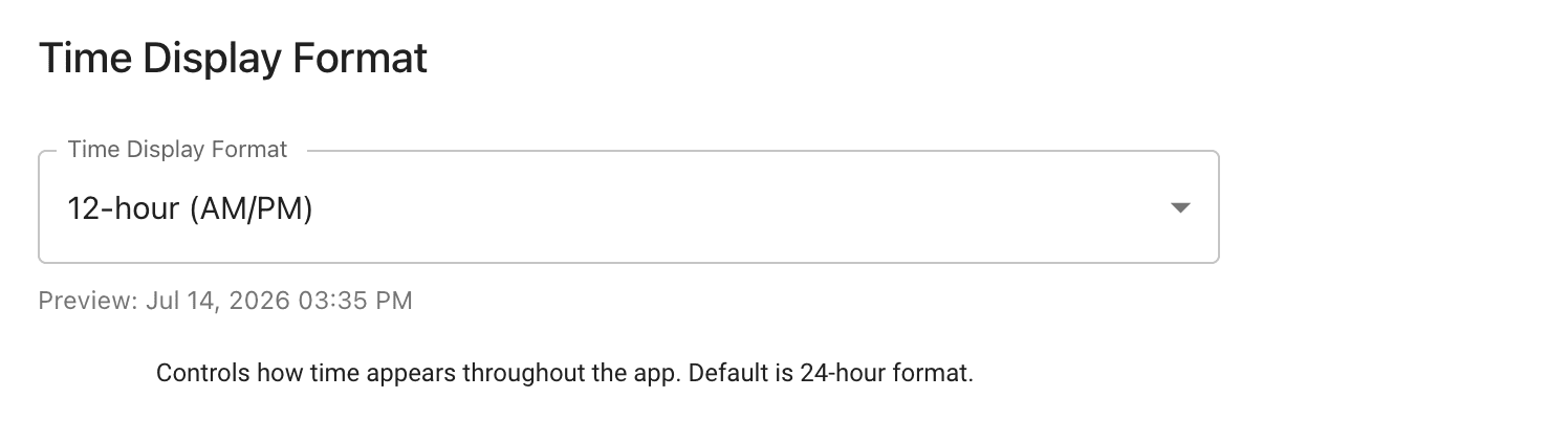 time display format feature