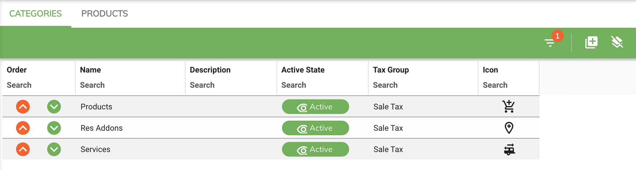 admin category grid