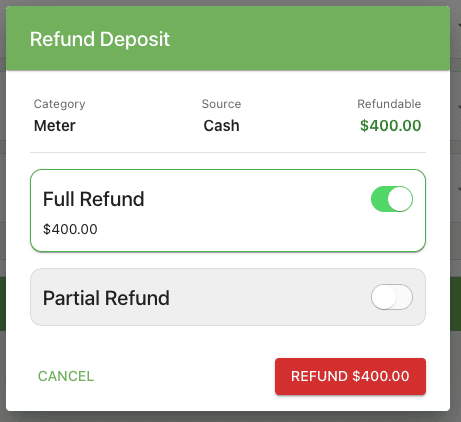 Refund confirmation dialog