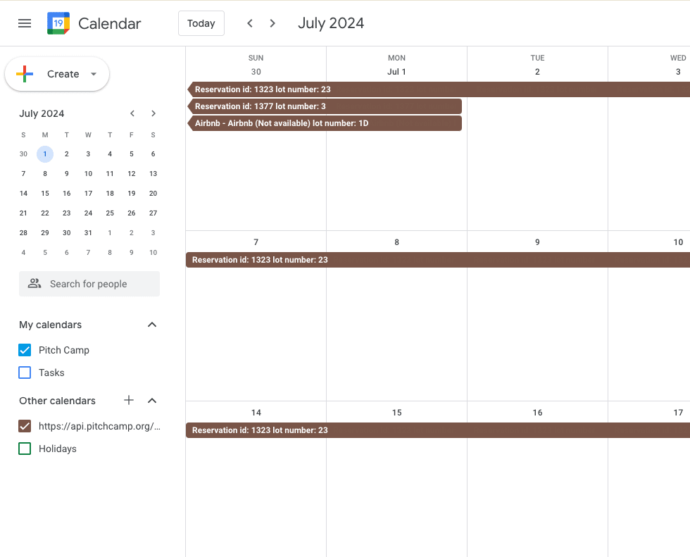 PitchCamp External Calendar