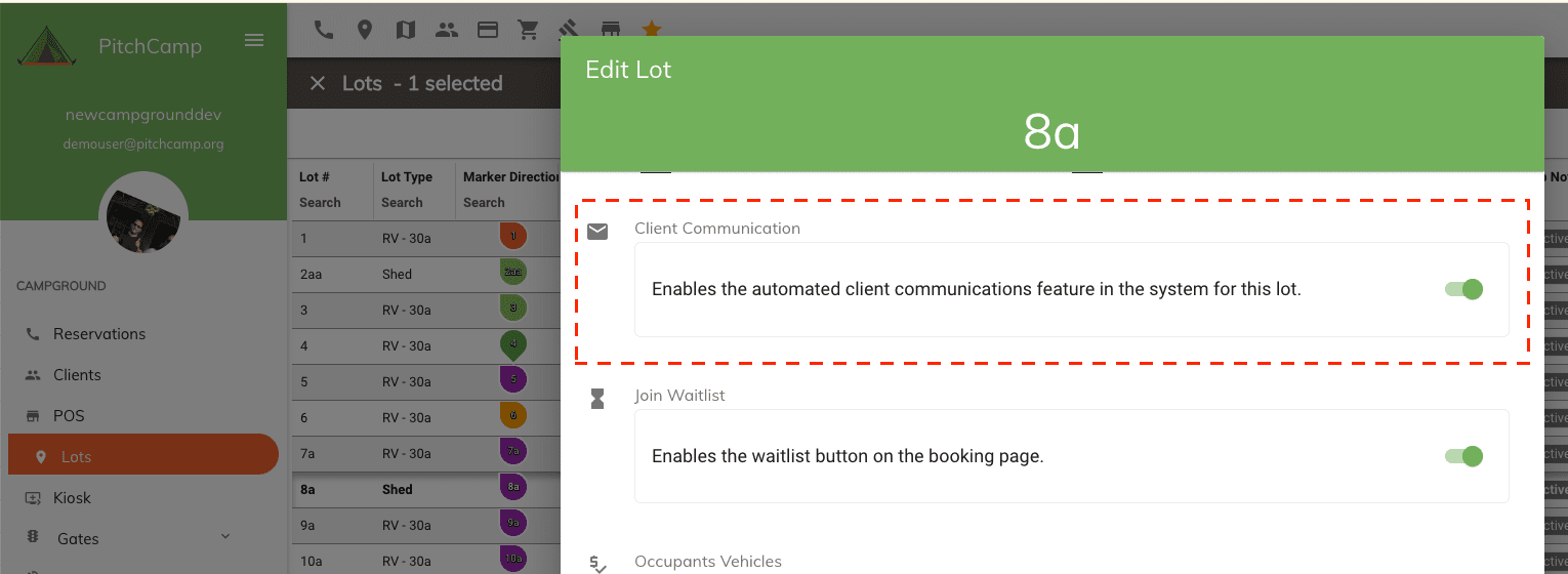 enable disable client coms