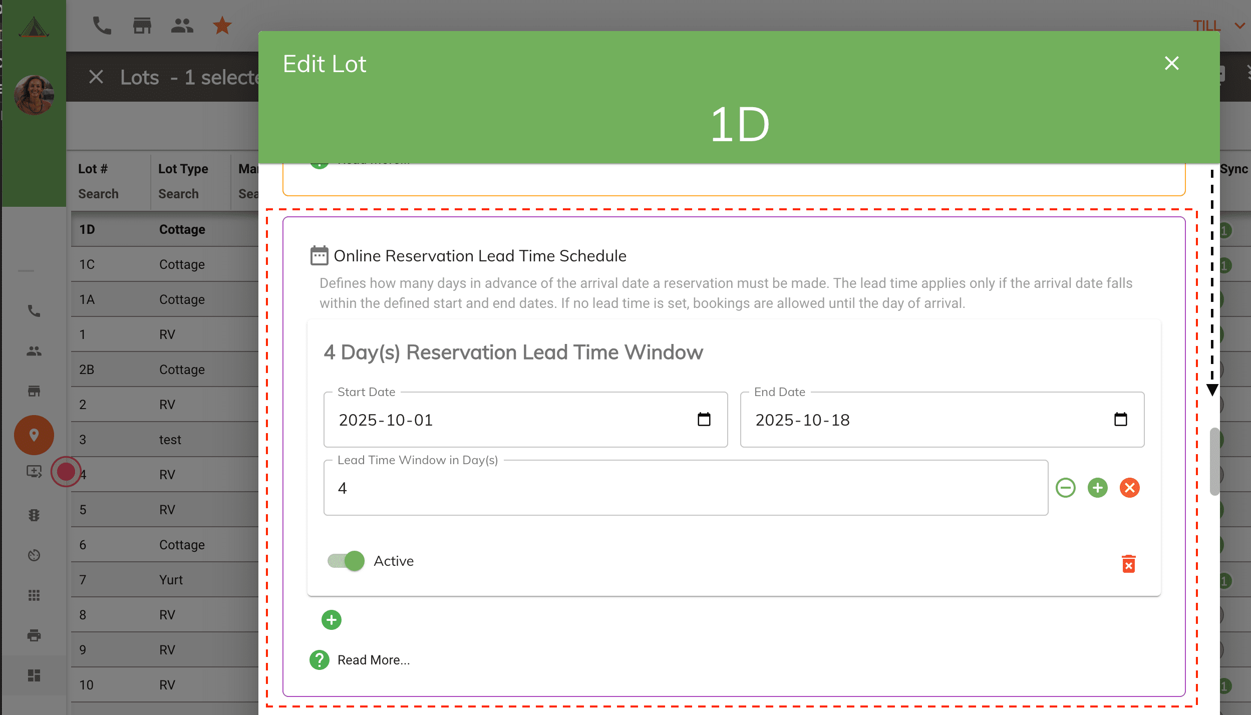 add lot lead time rule