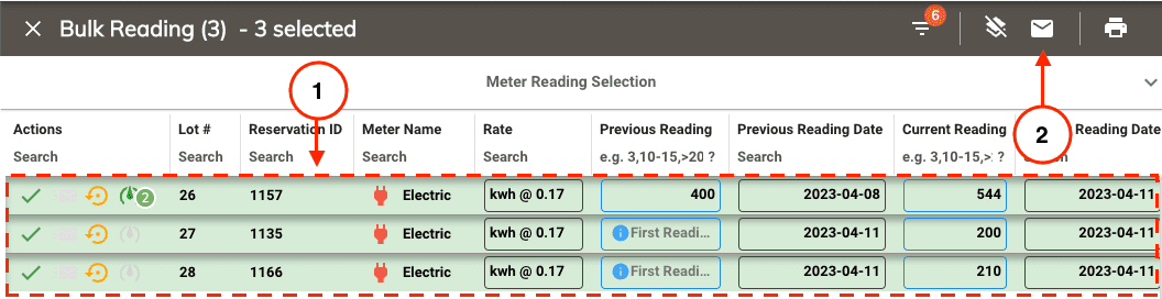 Emailing bulk reading invoices