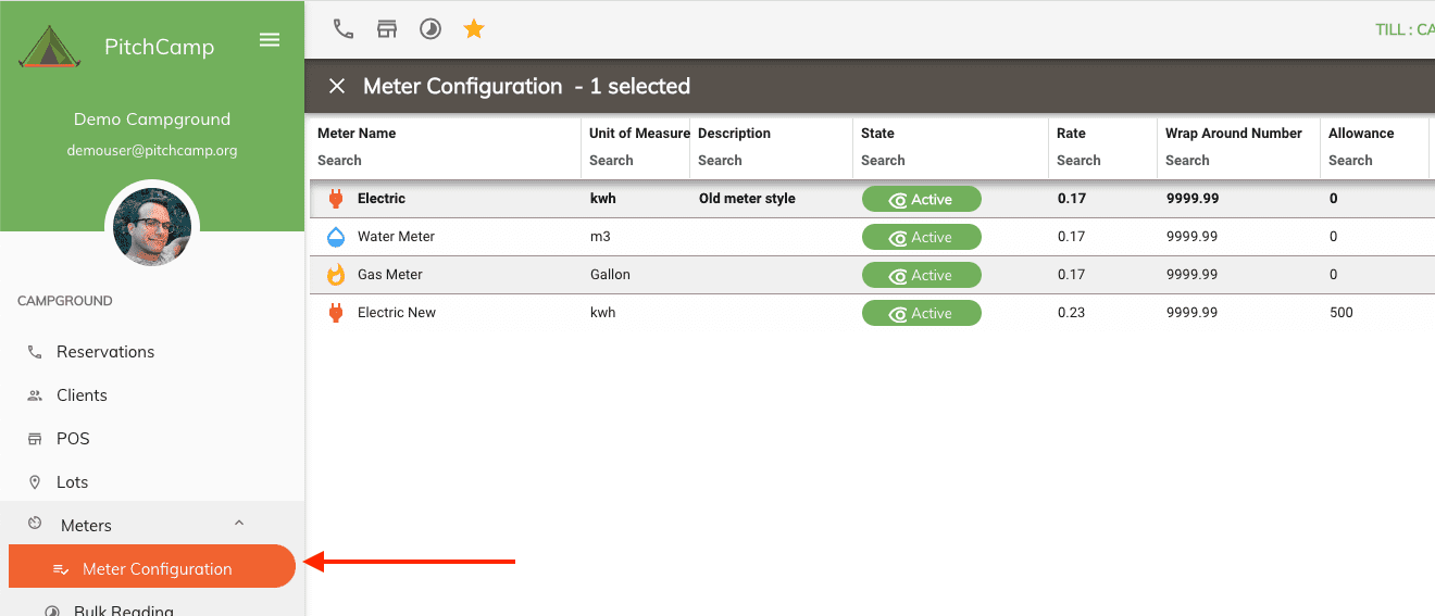 meter configuration grid