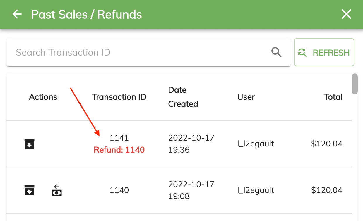 pos refunded transaction
