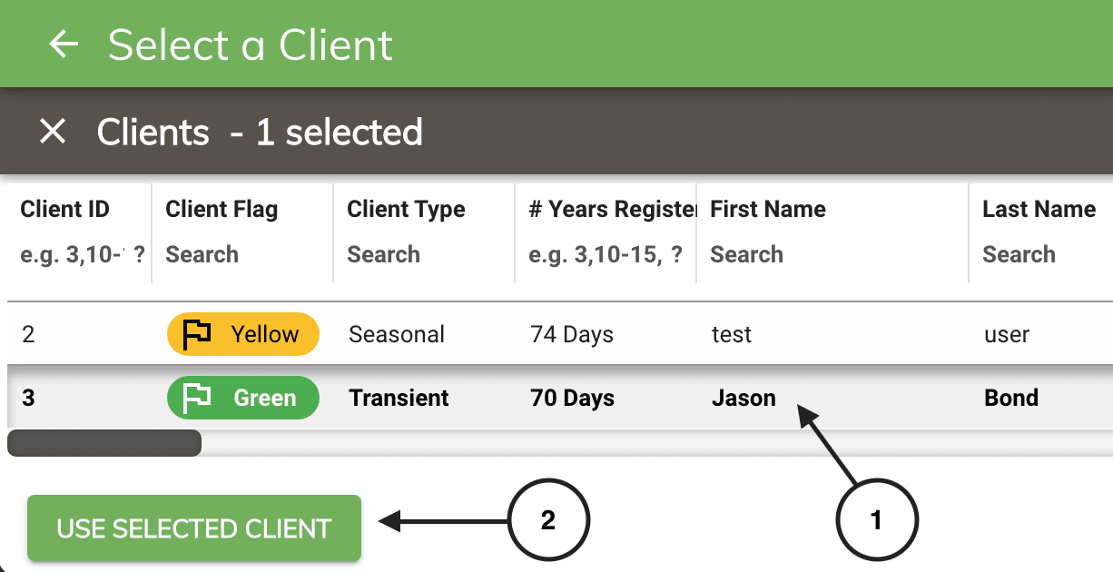 pos selecting a client