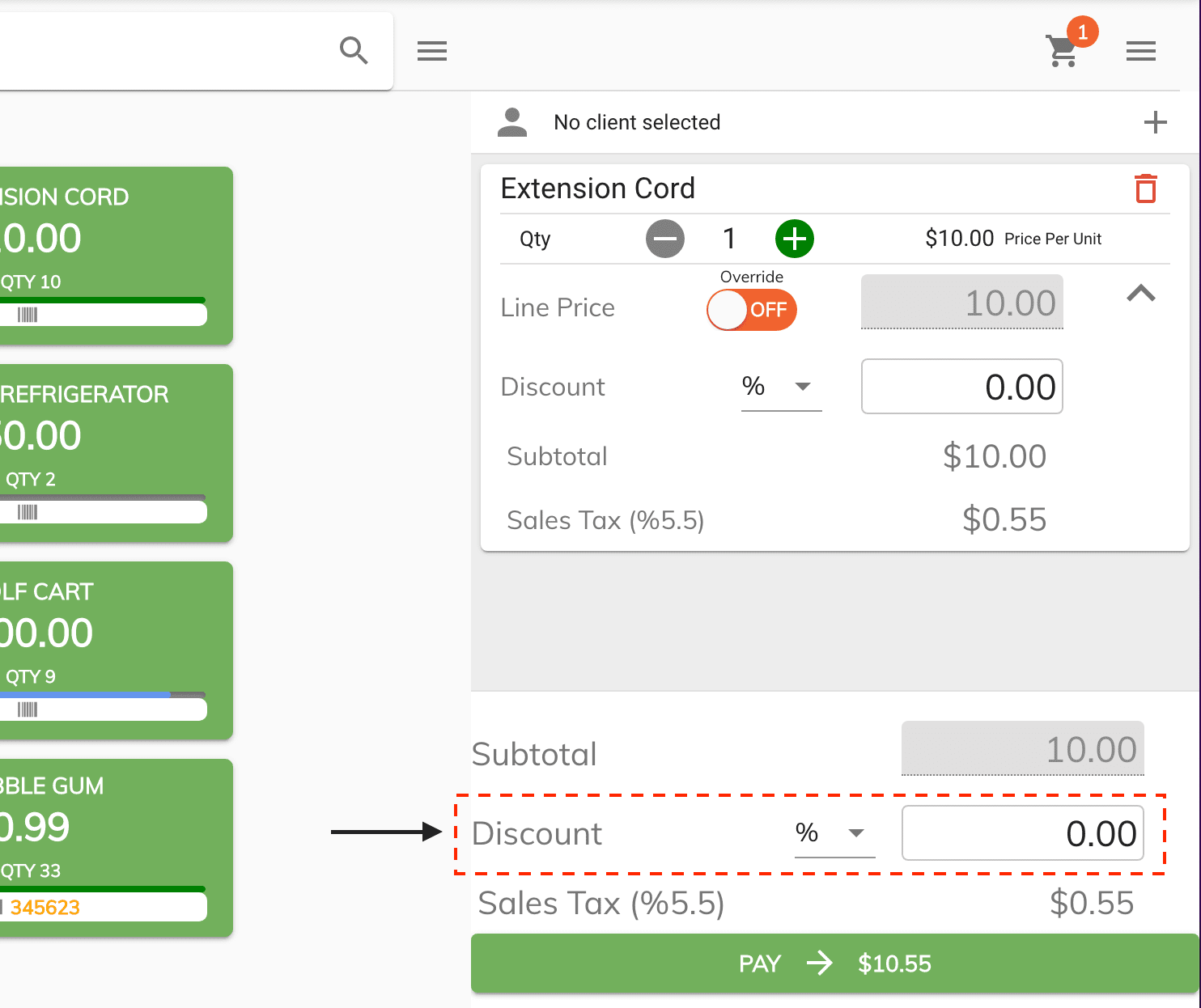 pos transaction discount