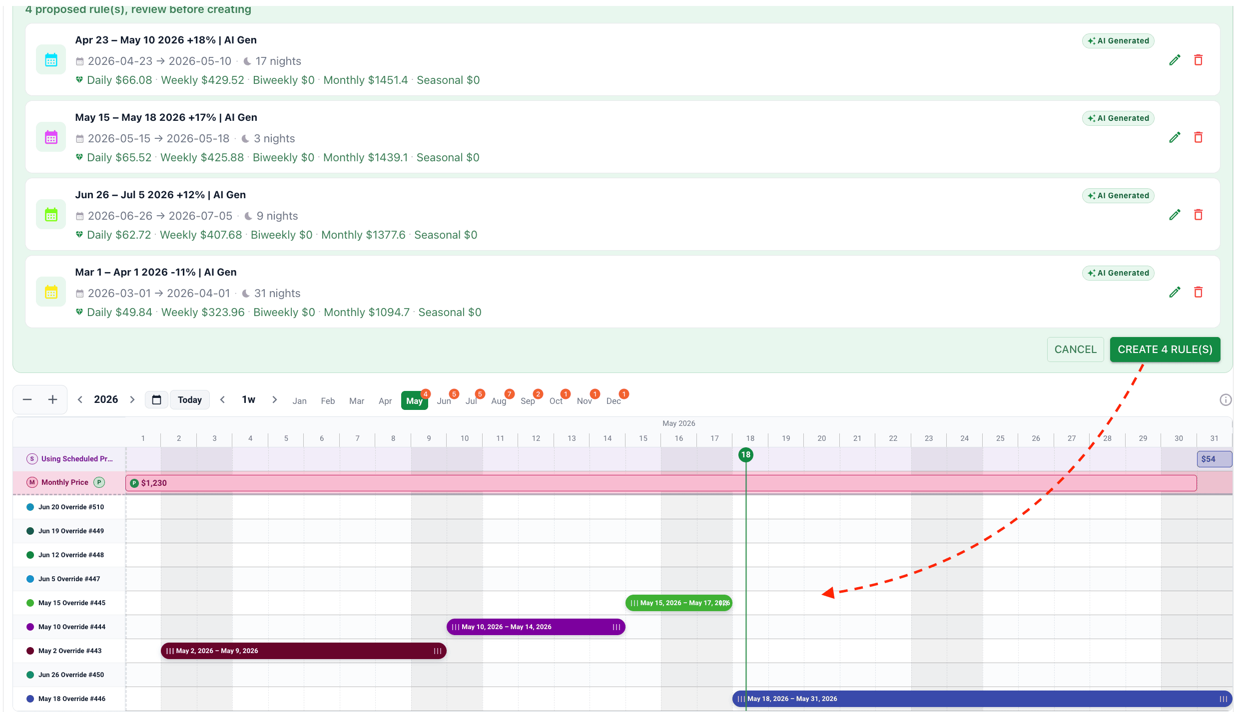 AI-generated rules in Schedule Rates