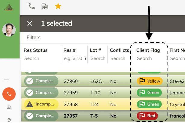 campground booking client flags