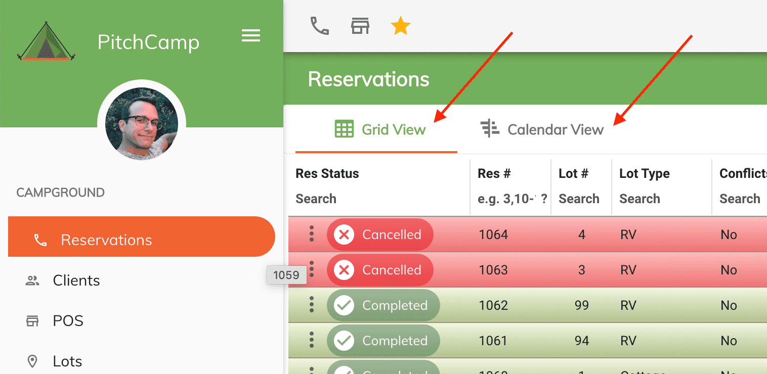 grid calendar tab