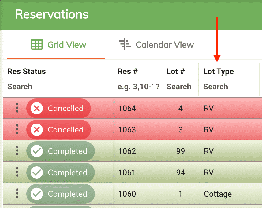 lot type in res grid