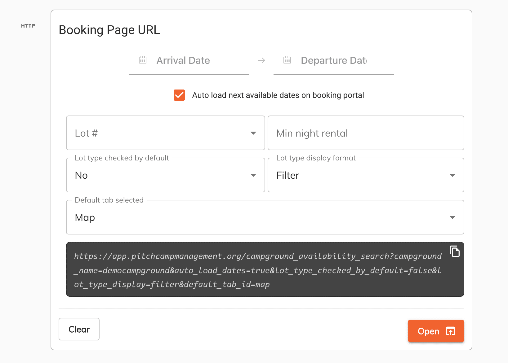 booking page url builder example