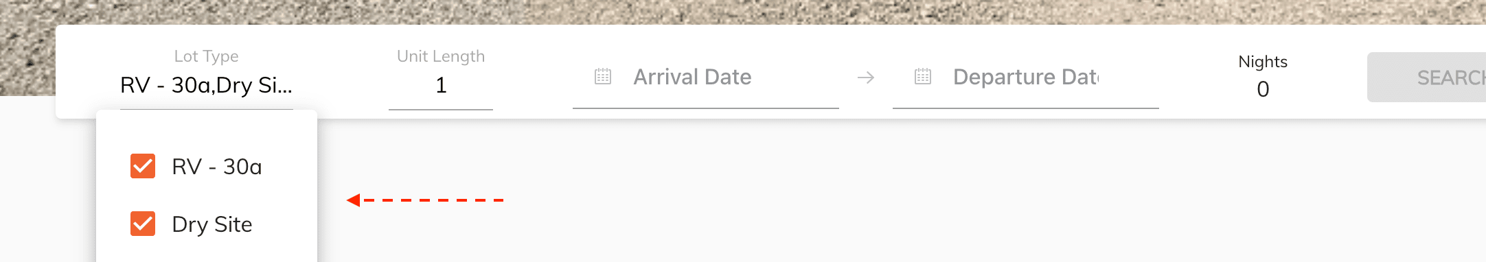 booking page url drop down