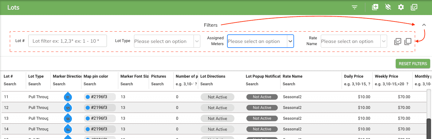 New Lot Filters