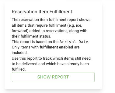 Reservation Item Fulfillment menu