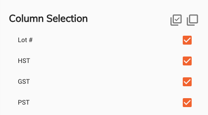 report columns selection