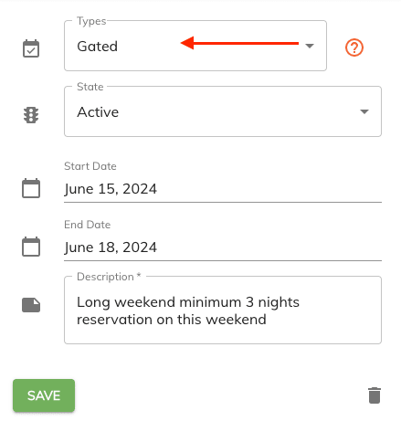 add new gated date