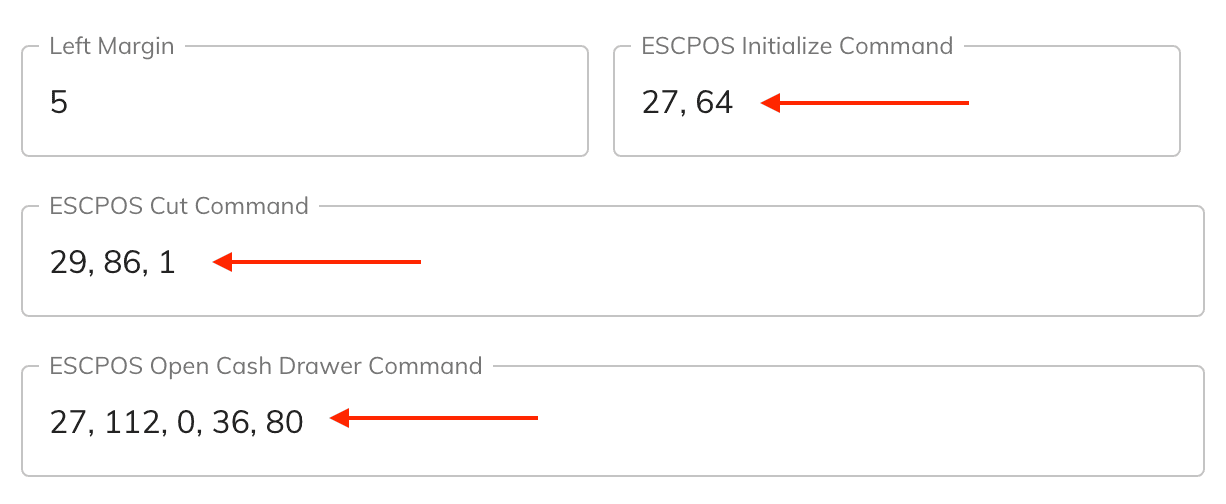 thermal printer hex commands